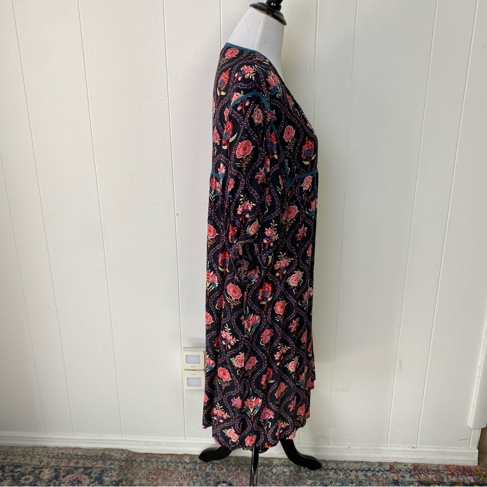 World Market Women’s Dress Floral Cottage Bohemian Short Sleeve Sz S/M Pockets - Picture 5 of 15